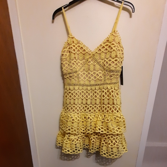 Lulus Beauty and Lace Yellow Crochet Lace Mini Dress - Picture 3 of 16